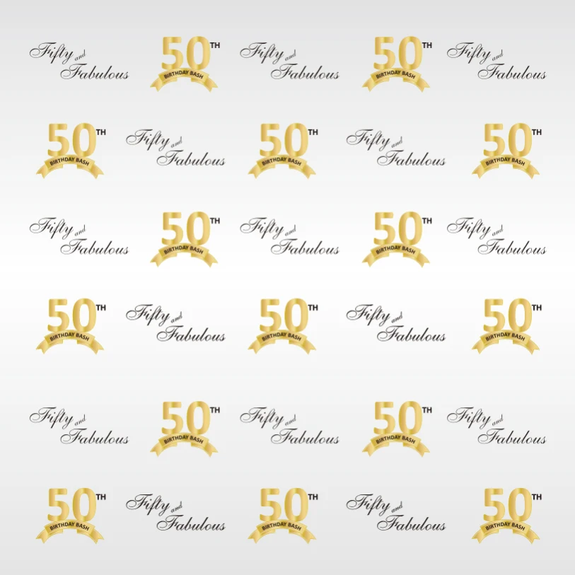 

10x10ft Fabulous Silver Gold Happy 50 Fifty Birthday Custom Seamless Washable Wrinkle Free Photo Background Backdrop Polyester