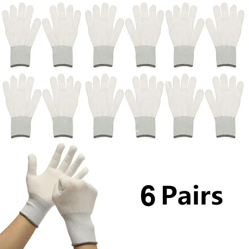 6 Pairs Set Auto Car Washing Glovers Comfortble Durable Cotton Gloves Tinting Application Tools For Car Wrap Vinyl Sticker