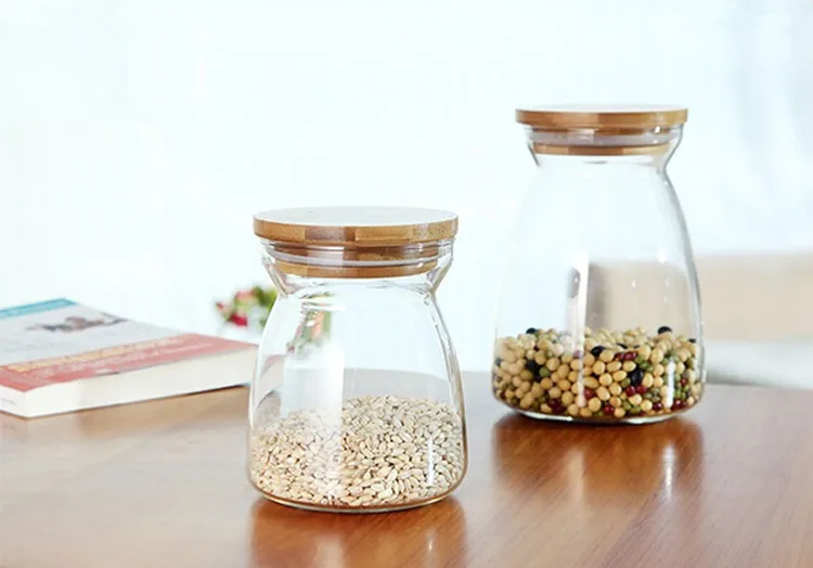 1PC 700ml 1100ml Borosilicate Glass Storage Box Tea Food Canister Kitchen Containers Jars Box Coffee Storage Tank JM 003