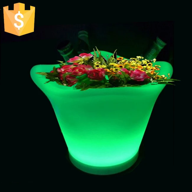 

L32*W32*H28cm 4.5L Glowing light up LED flower pot color changeable RGB Colors LED Planters Pot led vase decoration 4pcs/Lot