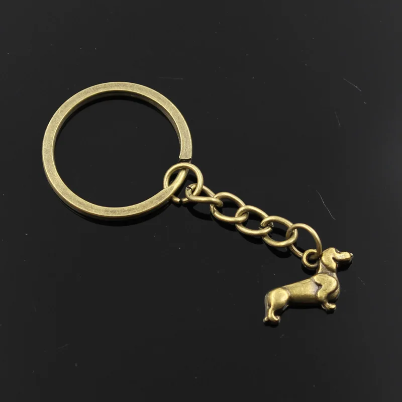 New Fashion Men 30mm Keychain DIY Metal Holder Chain Vintage Dog Dachshund 20x15mm Silver Color Pendant Gift