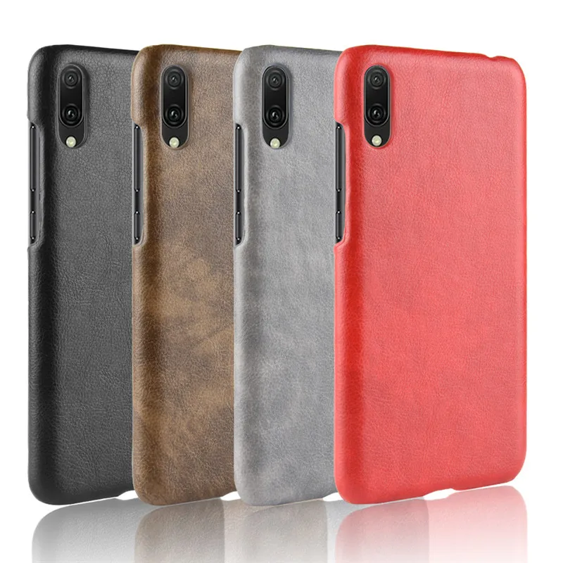 Ударопрочный Роскошный Жесткий Чехол из искусственной кожи для Huawei Y7 Pro 2019, чехол для телефона
