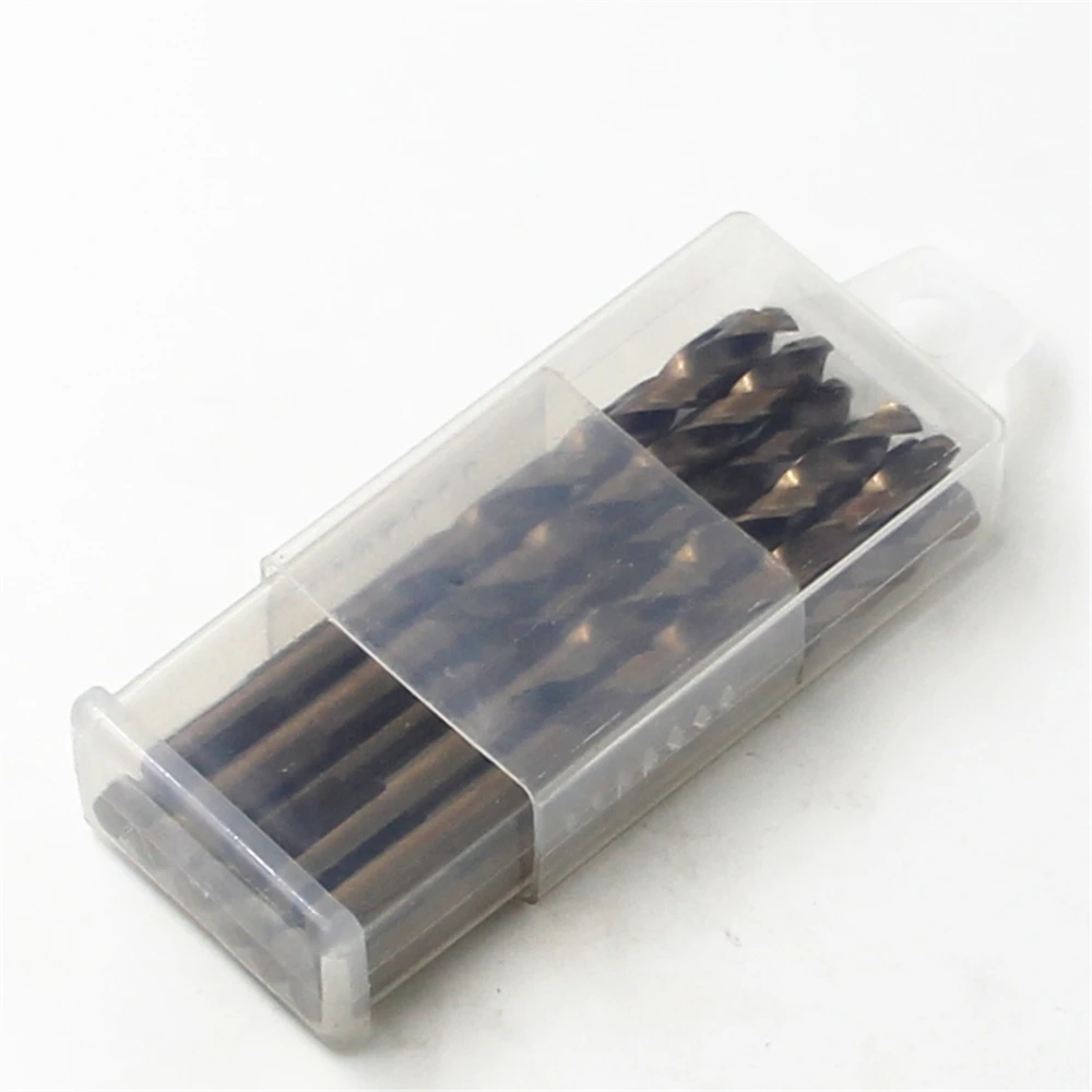 10pcs HSS-Co M35 삼각형 핸들 트위스트 드릴 비트 1/4 인치 6.35mm 맞는 나무 스테인레스 스틸 금속 콘 코어 드릴링 구멍 톱