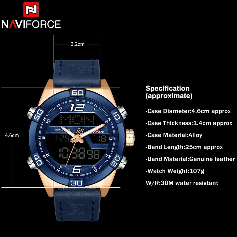 Imagem -06 - Naviforce Relógio Esportivo Masculino Relógio de Pulso de Couro Impermeável com Data e Quartzo Marca de Luxo 2023