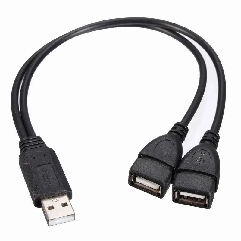 

New USB 2.0 A Male plug to 2 dual USB A Female jack Y splitter Hub adapter Cable #DY156