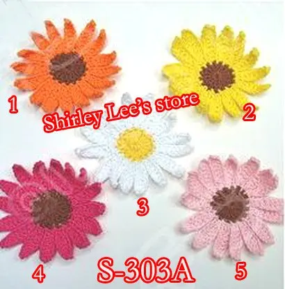 Wholesale --400 X (6.5cm)SUPER CUTE Handmade Crochet Daisy Crafts ,CROCHET FLOWER MIX 5 COLORS