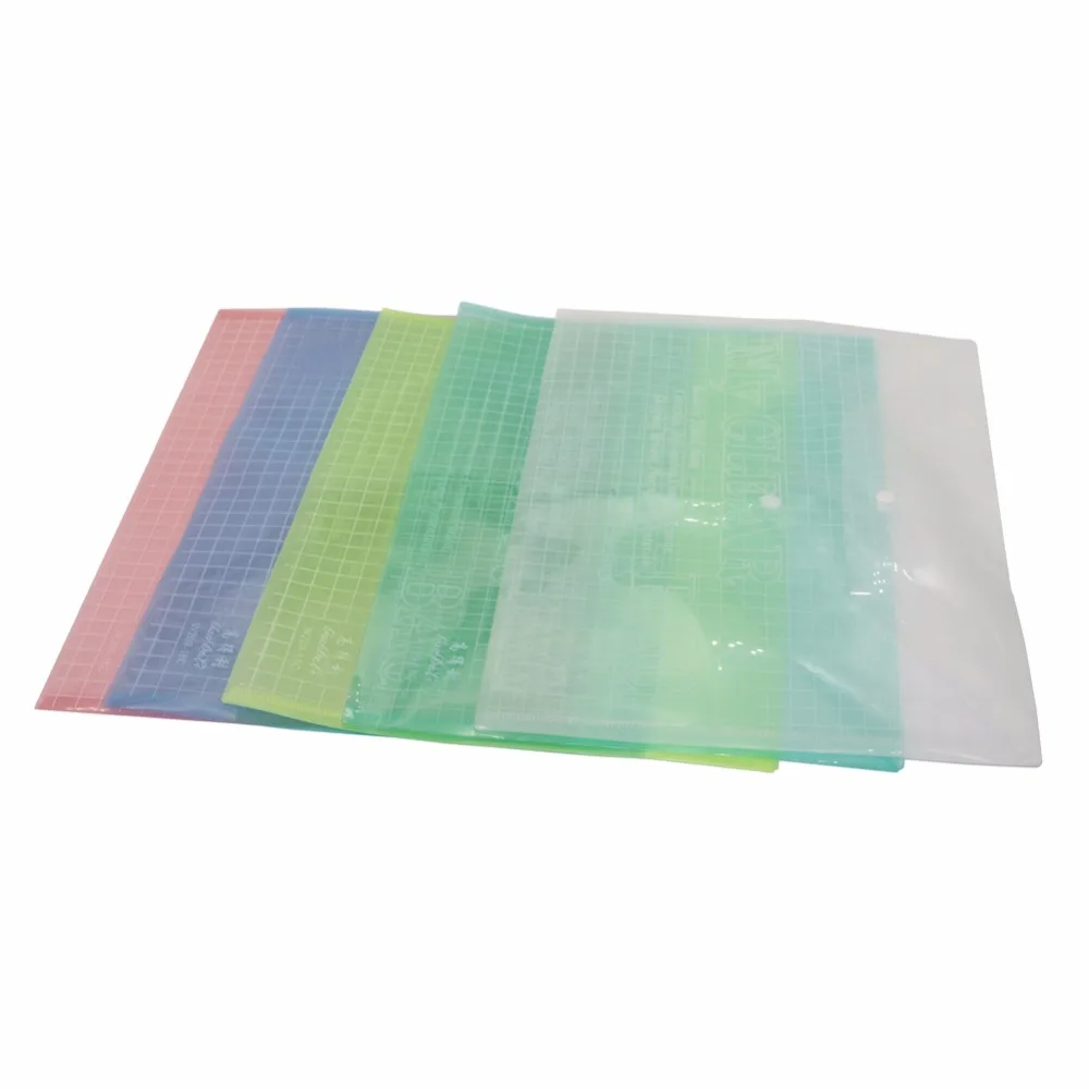 10 Pcs A4 Pvc Bag Waterproof Snap Buckles Large Capacity Office Materials Student Test Paper Bags Transparent Storage File Bags