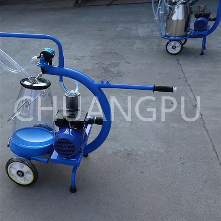 

Semi-Automatic Dry Vane Pump Mobile Milking Machine with Single Transparent Milk Bucket