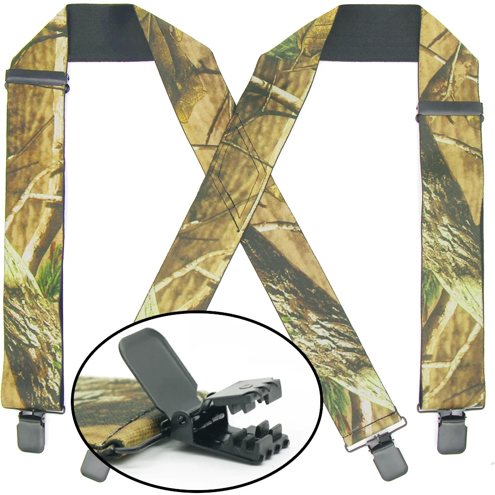 Camo Suspender untuk Pria X-Kembali Adjustable Berbagai Elastis Tali Hiking/Resmi Kenakan Suspender Tugas Berat Memakai