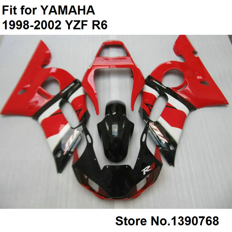 ABS plastic fairings for Yamaha YZF R6 98 99 00 01 02 red black bodywork parts fairing kit YZFR6 1998 1999 2000 2001 2002 LV49