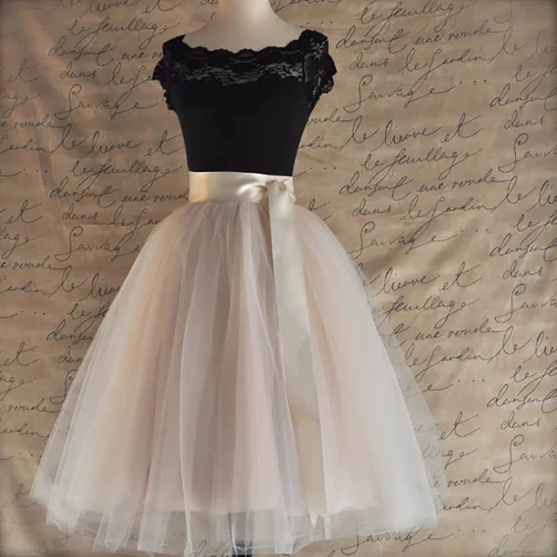 5 Layered 65cm Knee Length Tulle Skirt Tutu Women Skirt High Waist Pleated Skirt Cosplay Petticoat Elastic Belt Faldas