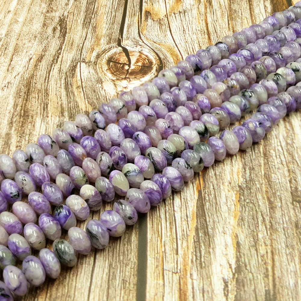 LiiJi Unique Charoite Abacus Flat Round Shape beads Approx 5x8mm DIY Jewelry Making Approx 39cm