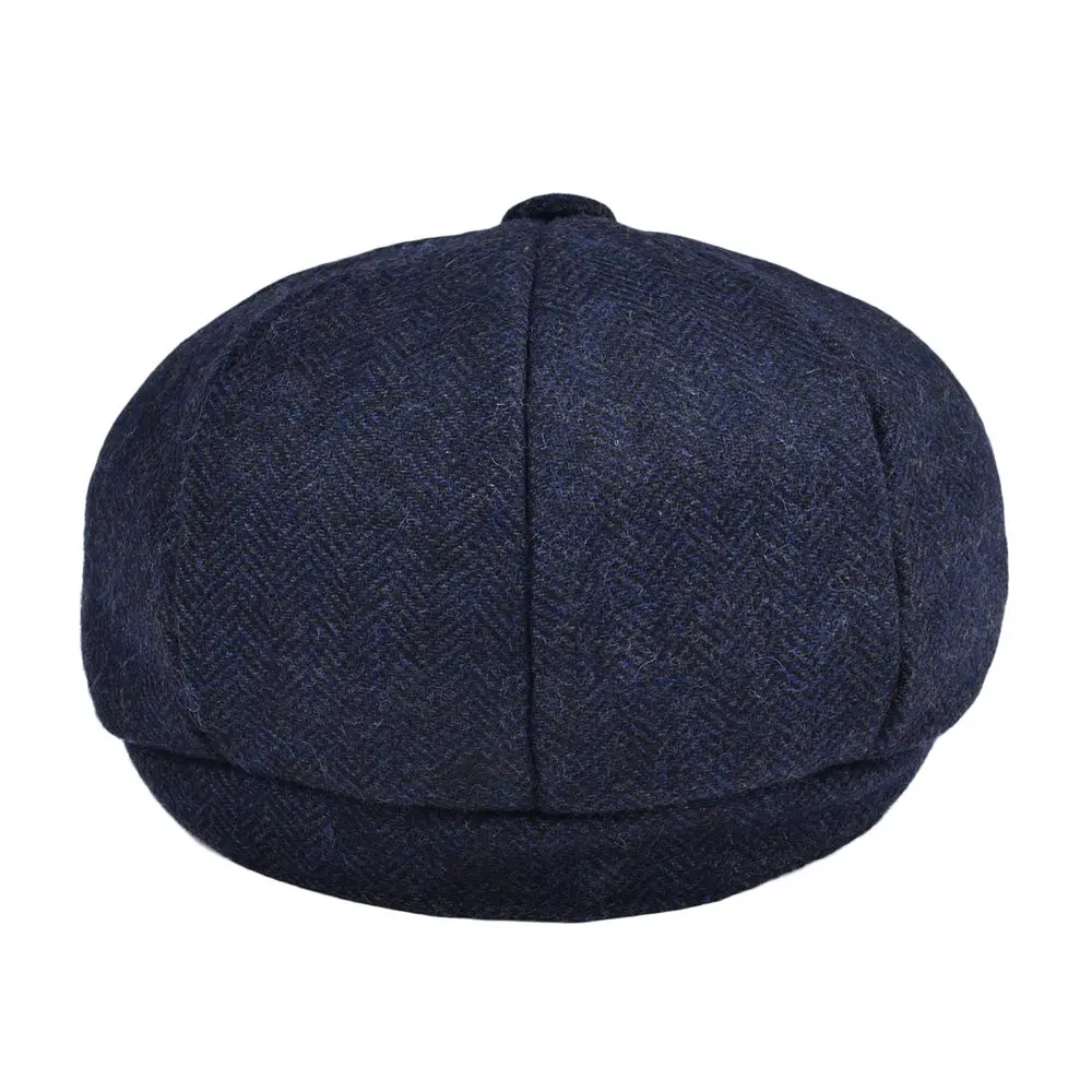JANGOUL Boys Newsboy Caps Small Size Kids Navy Woolen Tweed Flat Cap Herringbone Girl Infant Toddler Youth Beret Hat for Child