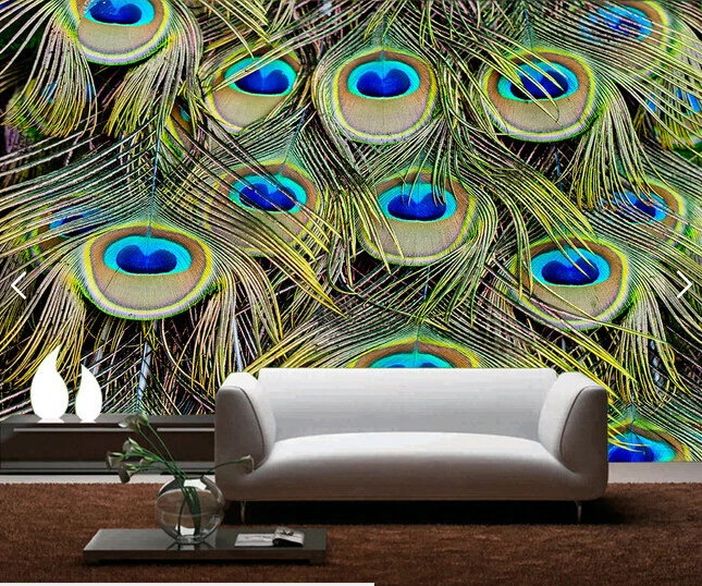 Custom photo wallpaper, Peacock feather,3D modern wall paper mural for living room bedroom kitchen wall waterproof PVC wallpaper