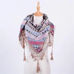 2019 New Design Luxury Brand Women Fashion Scarf  For Ethnic Scarves Female Geometric Tassel Printed Women Wraps Winter Scarf