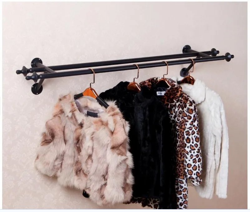 Wrought iron coat rack hangers rack clothing store Women's display wall on the side wall of the goods shelf