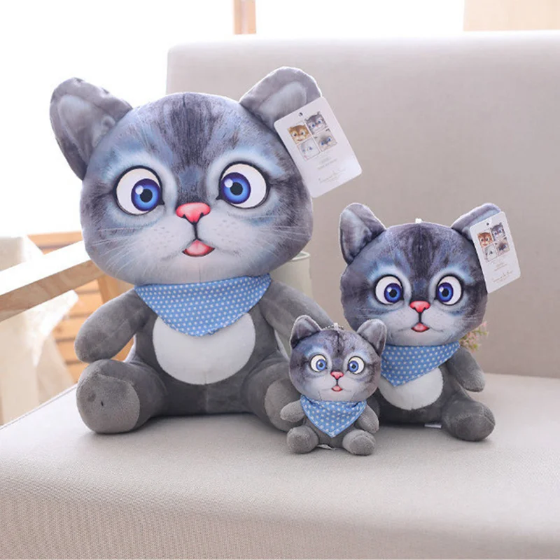 20cm Cute Soft 3D Simulation Stuffed Cat Toys Double-side Seat Sofa Pillow Cushion Kawaii Plush Animal Cat Dolls Toys Gifts