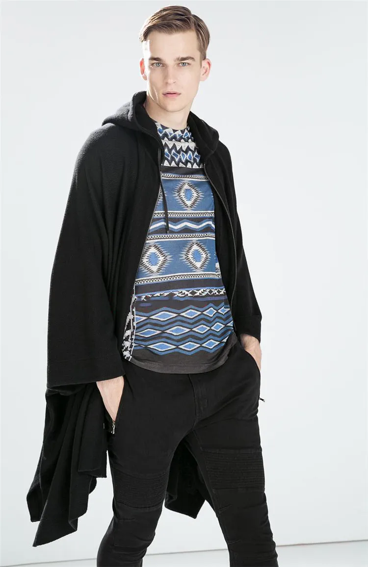 S-6XL!Can be customized new winter male tassel cape coat shows batwing coat hooded fleece in long cloak costumes trench coat