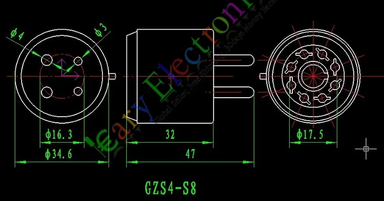 Wholesale and retail 2pcs Bakelite VACCUM Tube Adapter Socket audio 4Pin to 8pin 5U4G GZ37 to 5Z3 80 free shipping