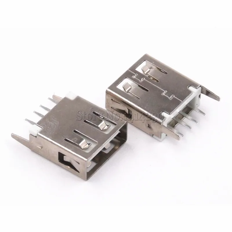 10Pcs USB Type A Female Socket 180 Degrees Vertical 4pins 13.7mm USB Interface