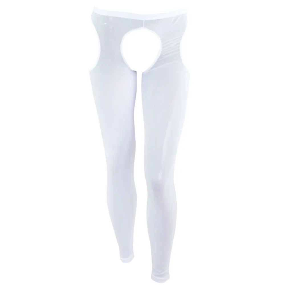 YiZYiF Sexy Mens Erotic Open Crotch Buttock Sheer & Transparent Leggings Hot Pants Lingerie Gay Fetish mesh Nightwear Underwear