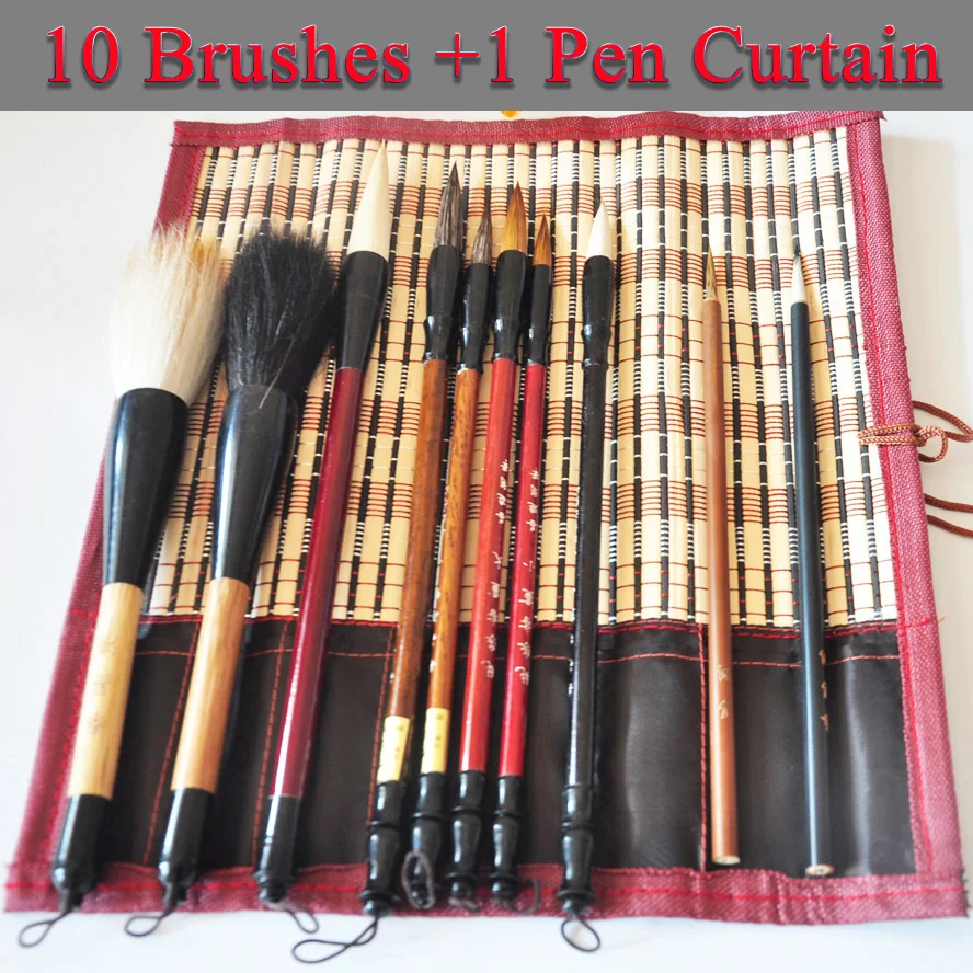 11 pcs/pack Chinese Painting brush mixture weasel wool hair Calligraphy an pen curtain Stationary Gift for Artist