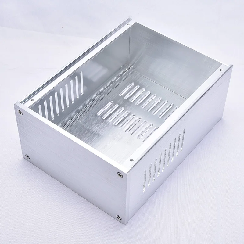 KYYSLB DIY 168mm*100mm*229mm Amplifier Case Home Audio All Aluminum Amplifier Chassis Silver 1610 Multi-purpose Chassis Box