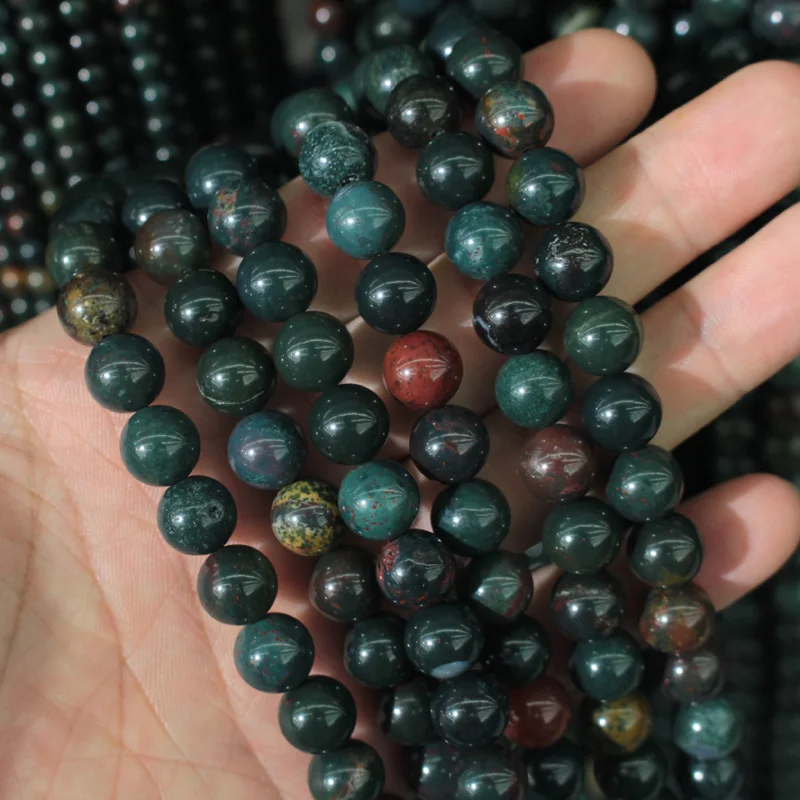 natural bloodstone/heliotrope beads natural stone beads DIY loose beads for jewelry making strand 15\