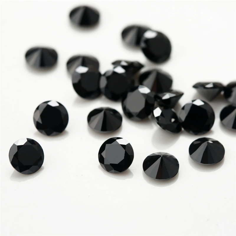 1~3mm Round Cut Black Color Nano Synthetic Gems Stone For Jewelry