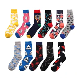 PEONFLY fashion Cartoon Chicken Duck Rabbit Sheep Shark Lobster Men casual cotton Sock Colorful Happy hip hop Street Skate Socks