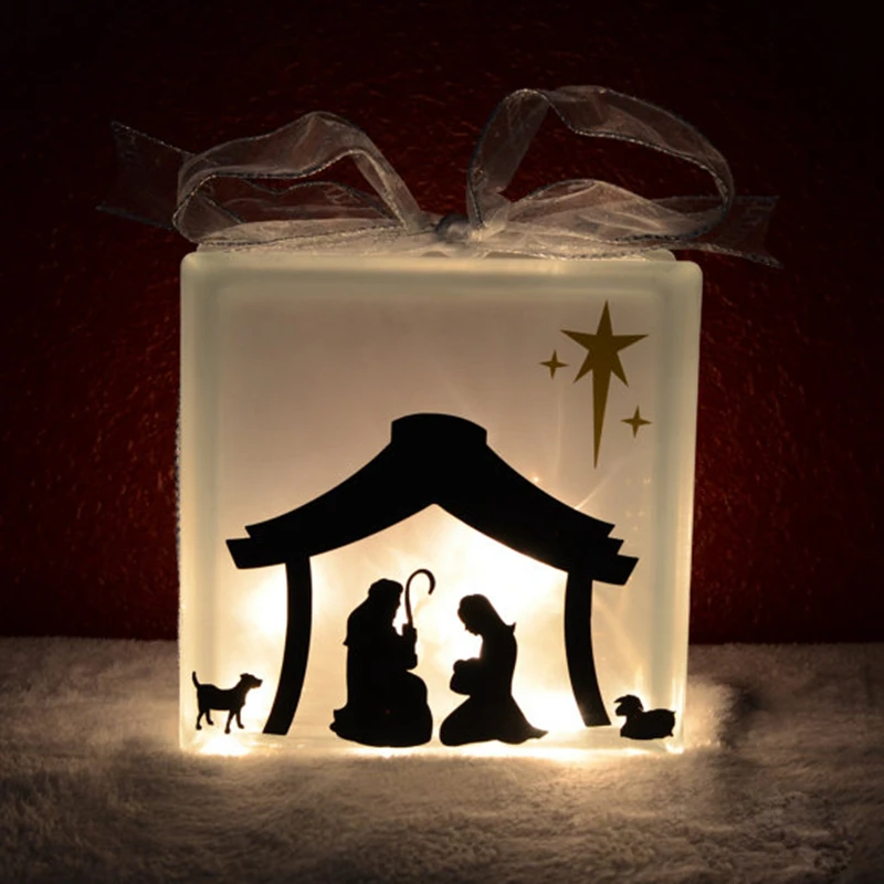 3pcs/set Nativity Scene Vinyl Lettering Decal Sticker - Fits Perfect on KraftyBlok or Glass Block Christmas Home decoration