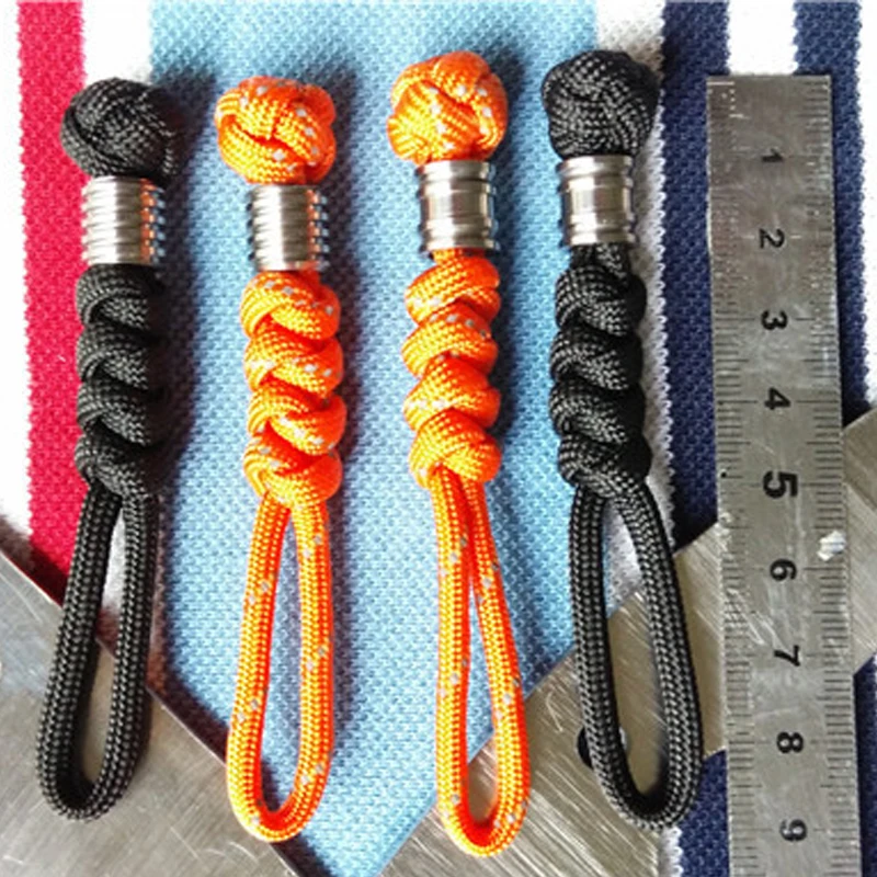 1PC EDC Handmade Paracord Rope With Titanium Paracord Beads Knife Beads Rope Cord Beads Lanyard Pendants Outdoor Accessories