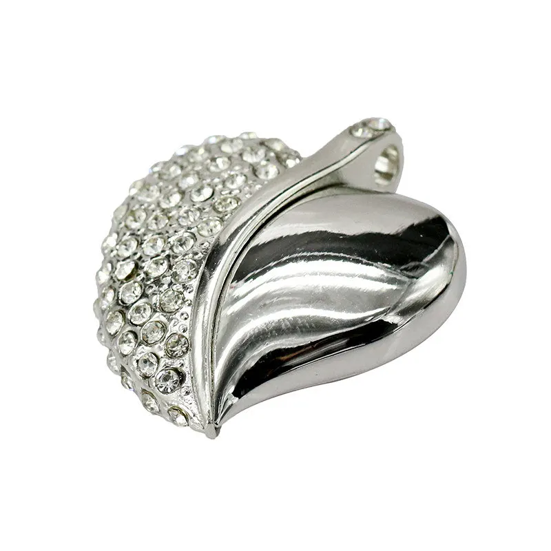 Loving Heart Crystal Necklace Usb 2.0 Usb Flash Drives Thumb Pendrive U Disk 4GB 8GB 16GB 32GB Usb Creative Memory Stick Storage