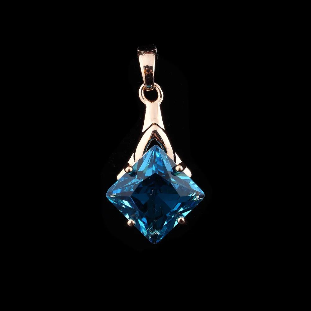 Women Pendant New Fashion Jewelry Office Style 585 Rose Gold Color Jewelry Blue Stone Pendants