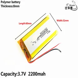 Litrowa bateria energetyczna 3.7 V, 2200mAH 803160 803060 polimerowy akumulator litowo-jonowy/litowo-jonowy do tabletu pc BANK, GPS, mp3, mp4