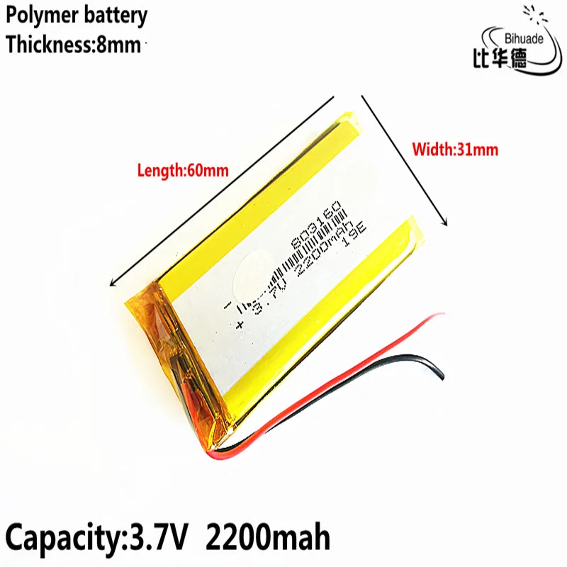 Liter energy battery Good Qulity 3.7V,2200mAH 803160 803060 Polymer lithium ion / Li-ion battery for tablet pc BANK,GPS,mp3,mp4