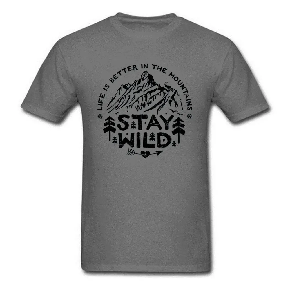 Camiseta 100% de algodón para hombre, camisa con estampado de montañas y espíritu de la libertad, de marca de alta calidad, Stay Wild Mount Hill Weed Nature