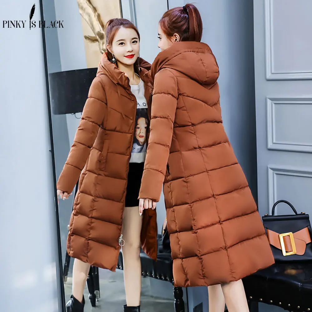 PinkyIsBlack New 2020 Winter Coats Women Down Jacket High Quality Hooded Thick Ladies Army Green Long Parkas Winter Jacket Women