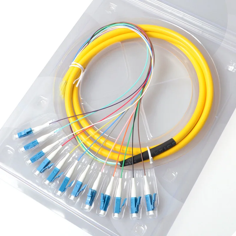 

12 core Fiber Optic Bundle Pigtail LC PC UPC Single Mode FTTH fiber optical SM 9/125, 1.5 Meters factory Minor customization