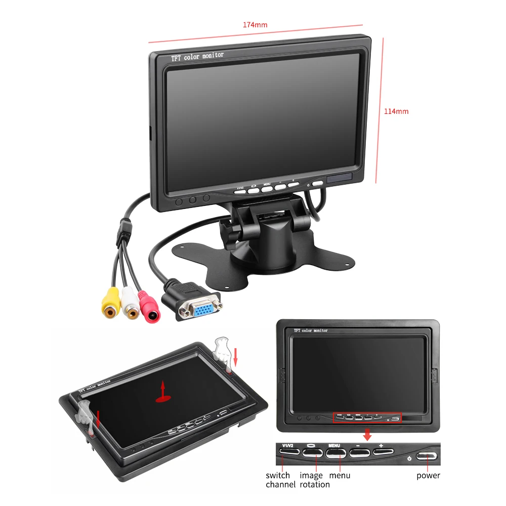 4CH 1080P Truck SD MDVR Bus,Car,Trailers, Harvester with AHD 2.0MP Mini Cameras,7 inch VGA Monitor G-sensor Mobile DVR Recorder