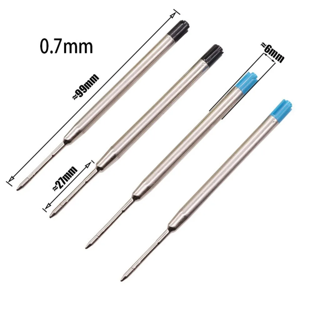 10 Pcs Metal Pen Refill 0.7mm Ballpoint Pen Ink Refill Kit Length 99mm Diameter 6mm Student School Office Stationery