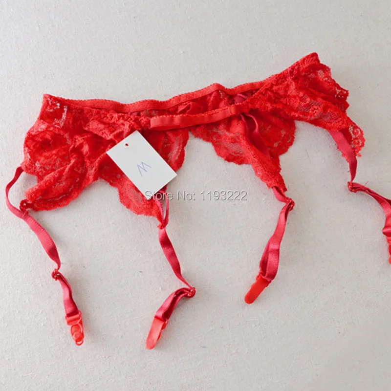 

Red Sexy Sheer Girl Lady Lace Floral Waist Garter Belt 4 Suspenders Straps for Stockings