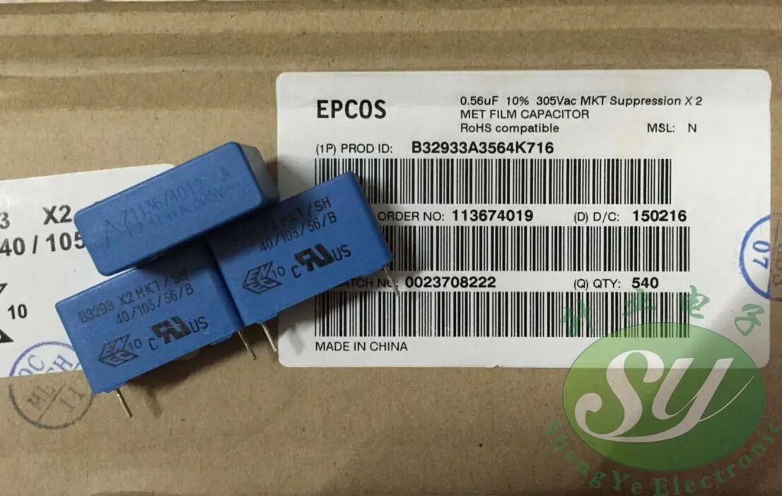 2019 hot sale 20PCS/50PCS EPCOS 0.56uf/305vAC 560nf u56 564 new 22M film capacitors B32933A3564K free shipping