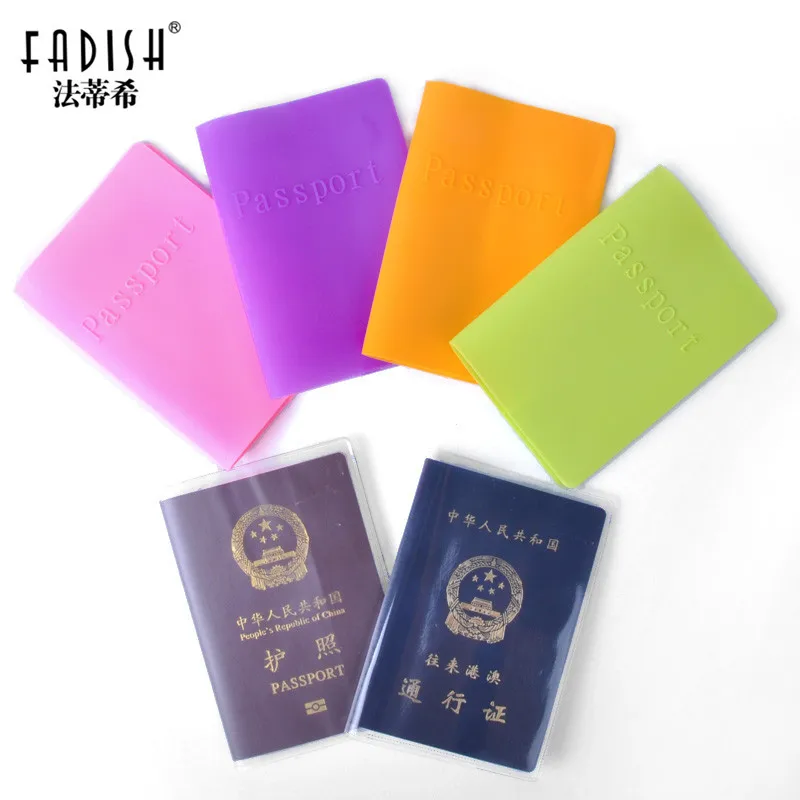 

6 Colors of Candy Colors Women Men Passport Holder Leather Bags Passport Cover Silicone Documents Folder