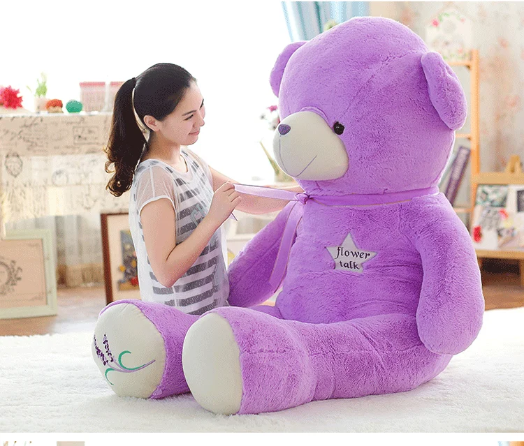 stuffed toy large 150cm purple teddy Bear plush toy silk belt bear doll hugging pillow Christmas gift,b0787