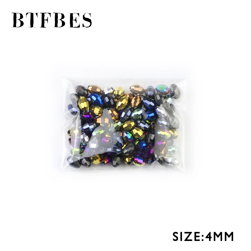 BTFBES Rice Grains Austrian Crystal Beads 4*6mm 100pcs Plated Color Glass Beads Loose Spacer Round Beads For Jewelry Making DIY