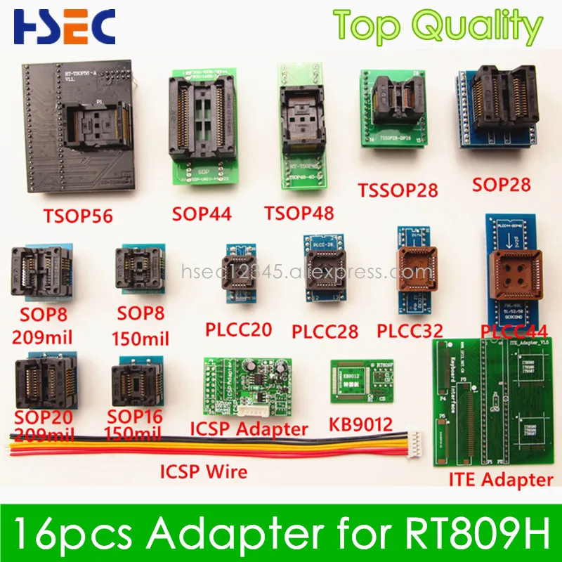 TSOP56 SOP44 TSOP48 TSSOP28 SOP28 SOP20 SOP16 SOP8 PLCC44 32 28 20 KB9012 ICSP ITE Adapter socketfor RT809H EMMC NAND Programmer