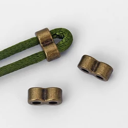 20pcs Antique Bronze Charms Double Hole Slider Beads Spacer For 2mm Round Leather Cord Bracelet Necklace Jewelry Findings