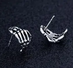 Gothic Skeleton Hand Bone Stud Phalanx Finger Punk Earring Goth Jewelry