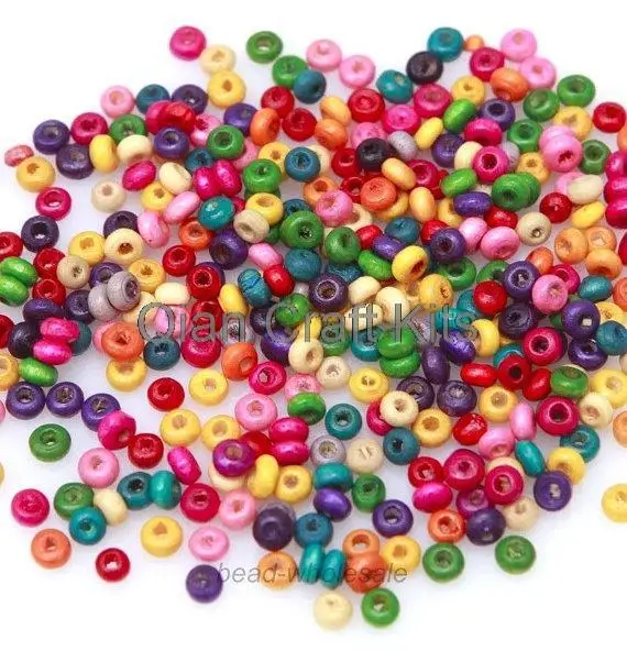 

approx. 10000pcs Loose Beads Roundelle Wood Spacer Beads Charms 4mm micro wooden beads mix colors